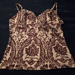 Victoria's Secret Swim Top, Brown and Cream Patterned Underwire  SIZE 36D